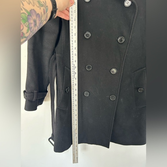 Burberry Black Trench Coat Wool Cashmere Size 10 - Picture 2 of 16